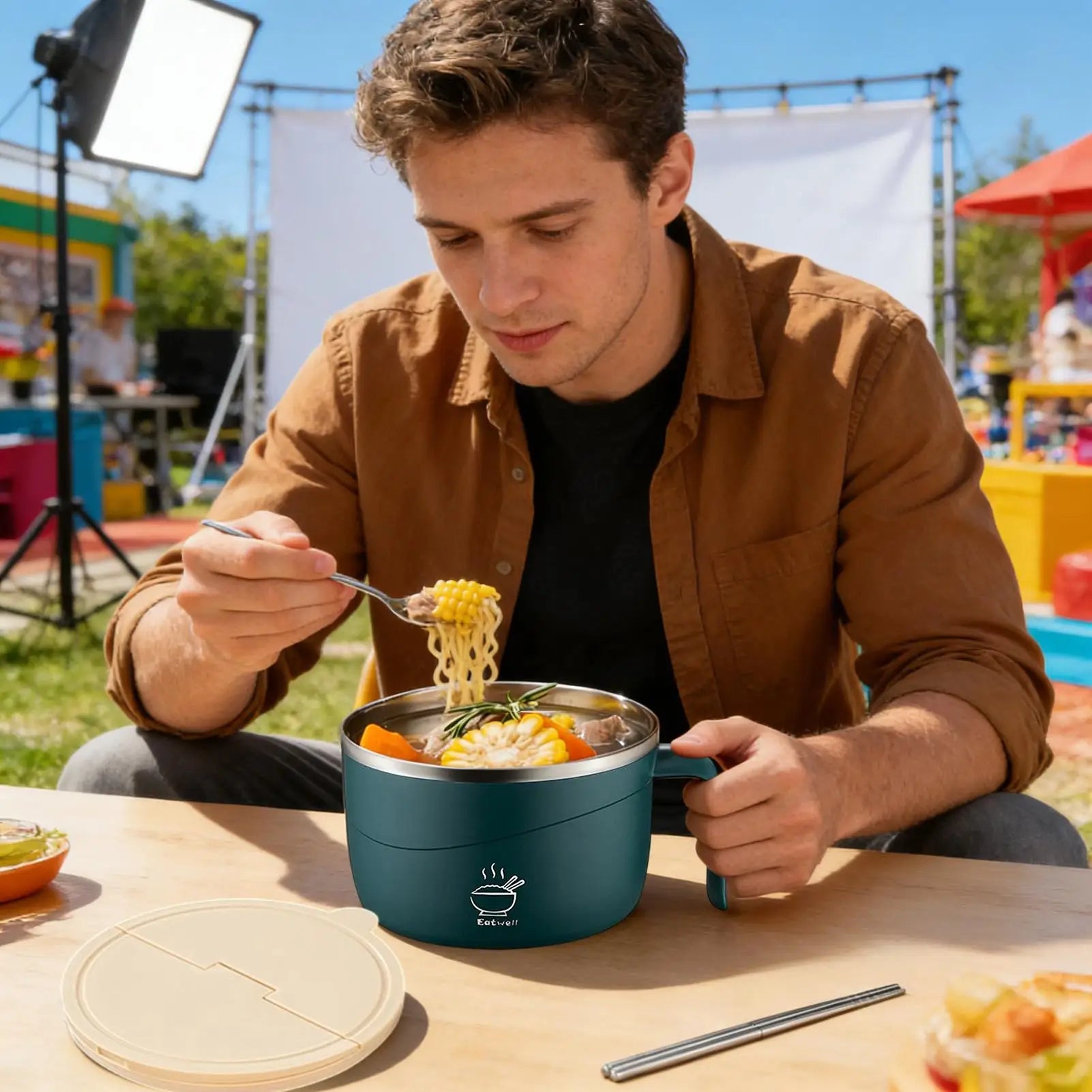 Noodle Bowl Cooker Portable Anti-scalding Soup Mugs 304 Stainless