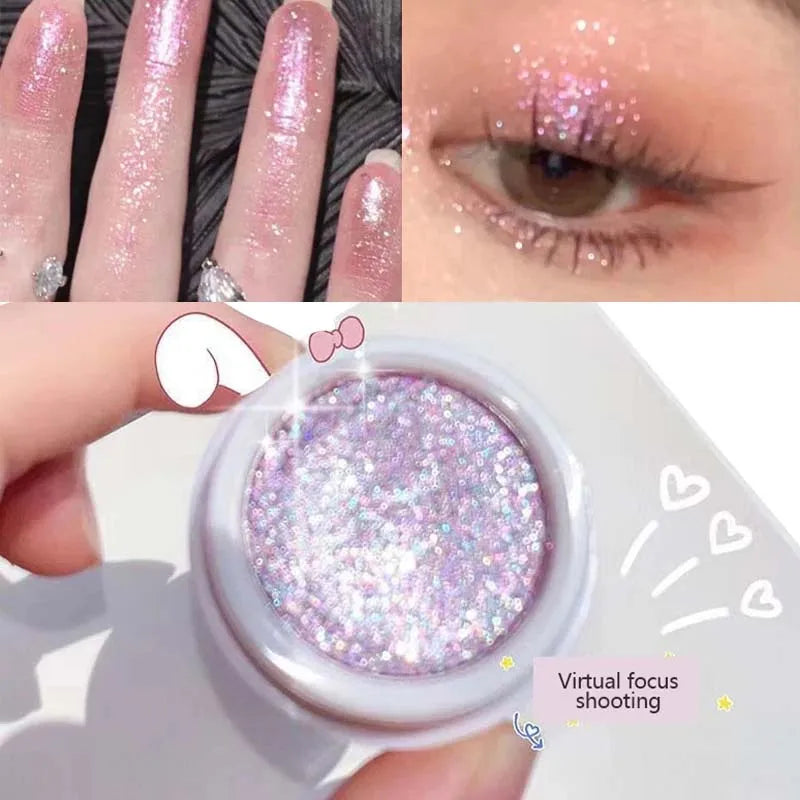 Monochrome Glitter Eyeshadow Gold Shining Brighten Eyes Makeup Long
