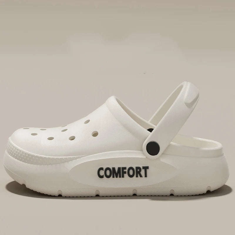 Anti Slip Couple Slippers Summer Thick Bottom Hollow Sandals Covered Toe Indoor Outdoor Bathroom Shoes for Men Women Home Use Zpaxo 42-43 a pair