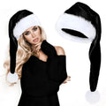 Super Long Velvet Santa Hat – Unisex Christmas Hat Gift Christmas Hat Zpaxo Black 3.5x6cm
