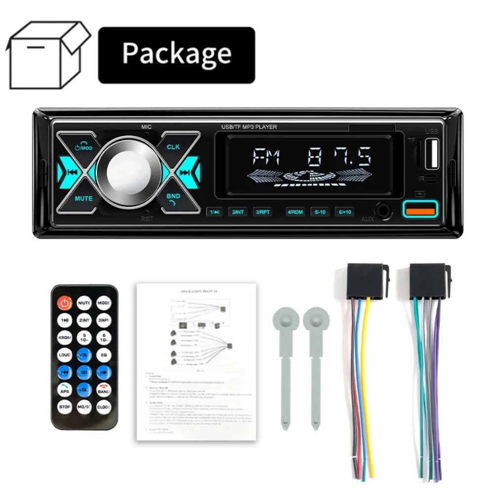 HIPPCRON Car MP3 Radio 1 Din Digital Player 7 Colorful Lights Stereos