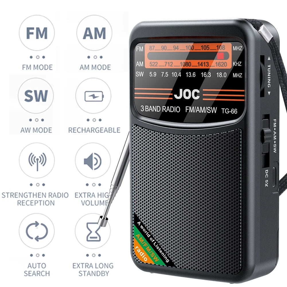 Battery Operated Radio FM AM SW Built-in Speaker Transistor Support