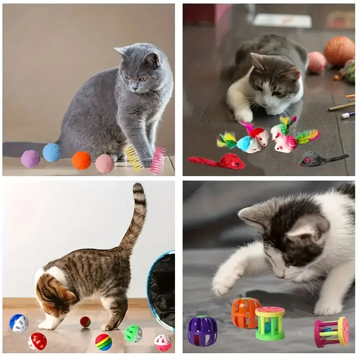 56/28/14PCS Pet Kitten Toys Variety Cat Toy Combination Set Cat Toy Funny Cat Stick Sisal Mouse Bell Ball Cat Supplies Zpaxo