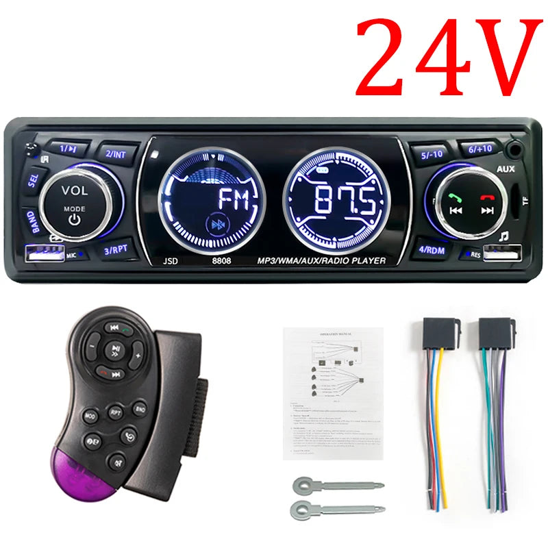 Hippcron Car Radio Audio 1din Bluetooth Stereo MP3 Player FM Receiver