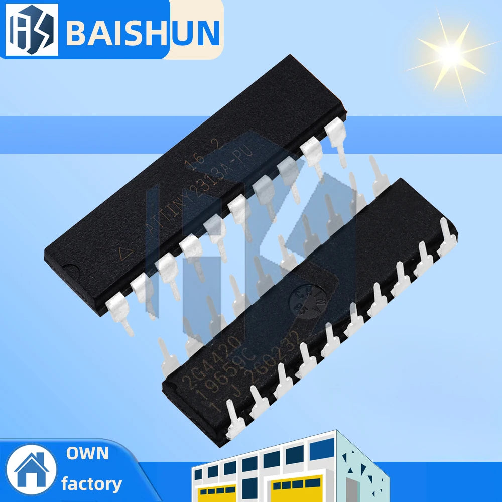 ATTINY2313A-PU DIP20 AVR Microcontroller, 8Bit 2KB Flash 2.5V~5V Original New Chip Zpaxo