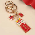 Fashion Zinc Alloy Lion Dance Keychain Wealth Blessing Key Ring Accessory Red Chinese Style Key Lucky Pendant Women/Men Zpaxo Style 4