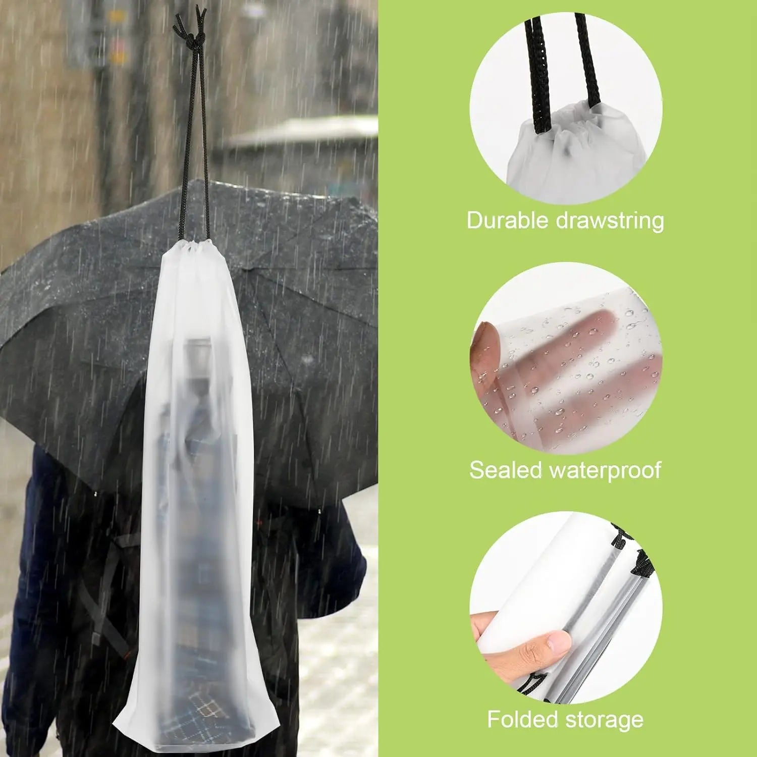 Wet Umbrella Bag – Leak-Proof Drawstring Sleeve for Travel