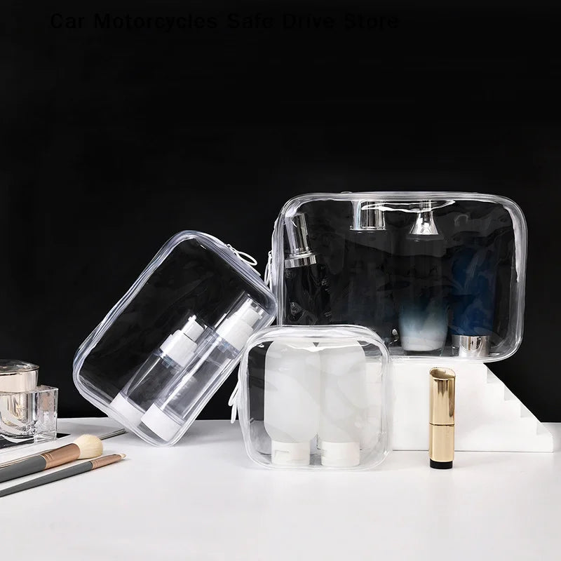 Waterproof Zippered Toy Storage Bag Transparent PVC Travel Pouch Sand