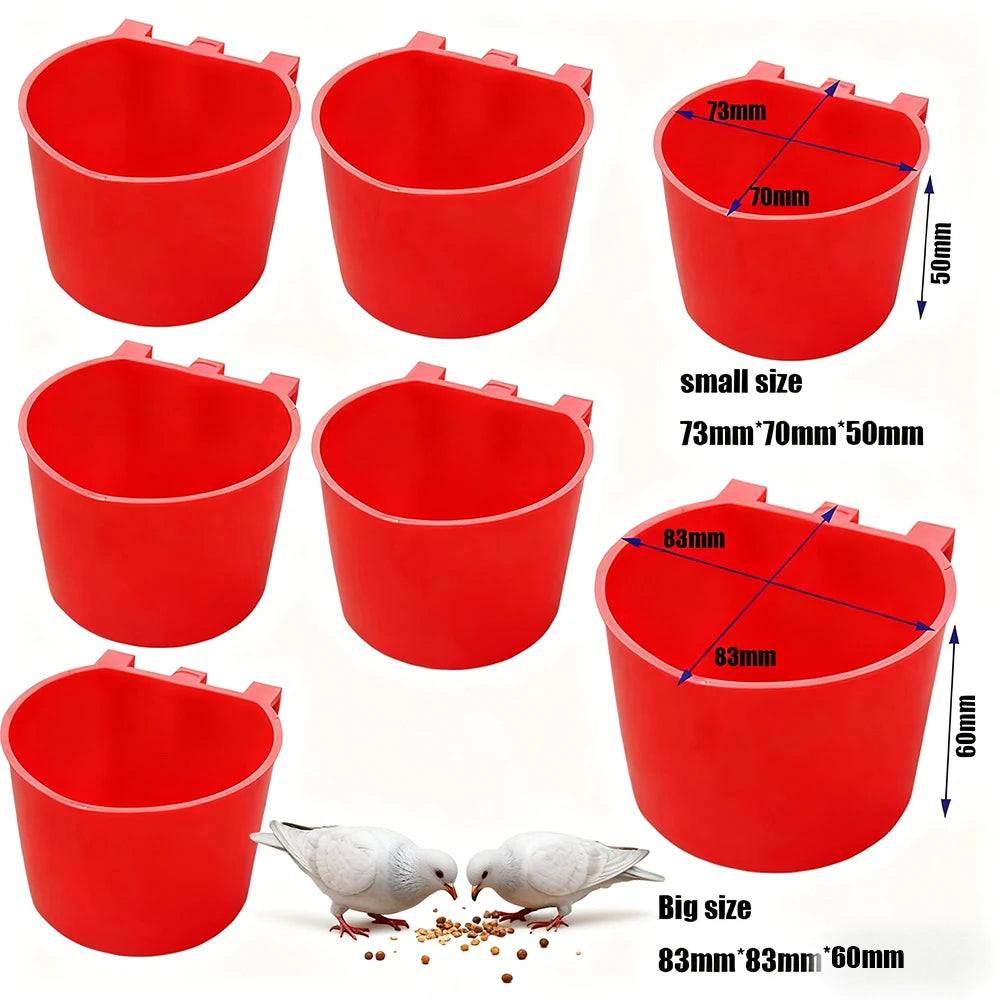 Plastic Cup Pet Birds Feeder Bowl Parrot Food Water Hanging Trough