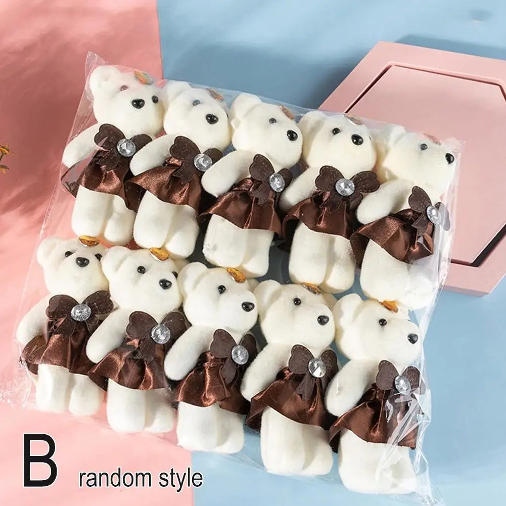 10Pcs/Lot Soft Stuffed Bear Plush Toys Mini Teddy Bear Dolls Toy Mini Bear Flower Bouquet Dolls DIY Flower Gifts Pendant Zpaxo brown