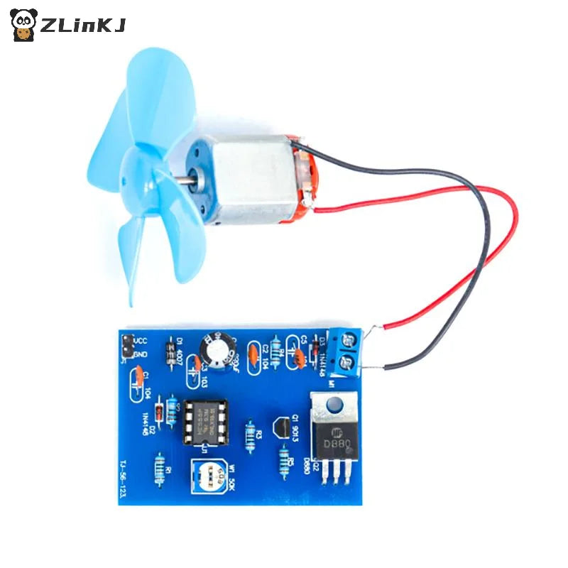 ▶NE555 DIY Electric Fan Kit DC 4.5V Motor Pulse Width Speed Controller DIY Electronic Soldering Practice Electronics Training Zpaxo