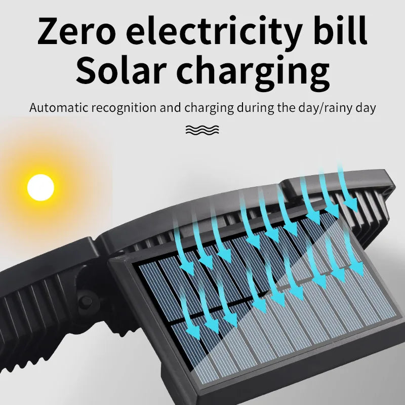 Solar Lights Outdoor 3 Heads Flood LED Security Light Waterproof PIR Zpaxo