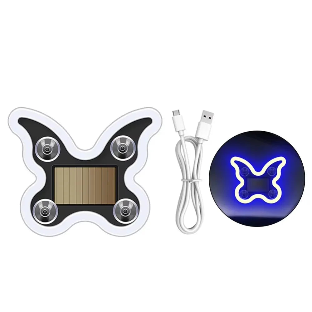 Wireless Car Solar LED Light Butterfly Shaped Suction Cup Ambient Zpaxo Blue