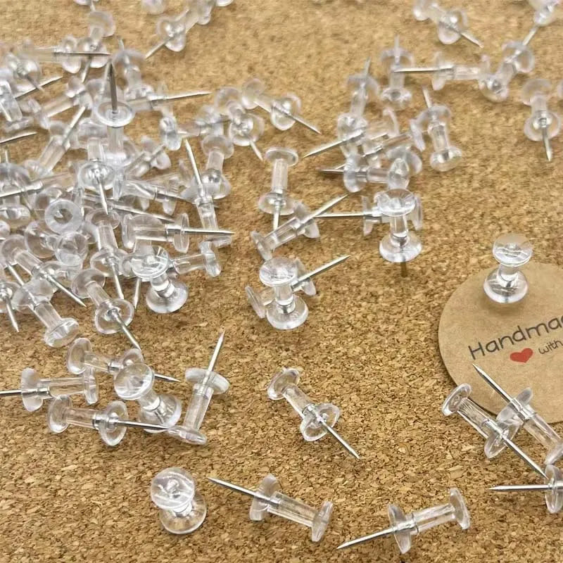 100-Pack Clear Push Pins – Transparent Thumb Tacks for Cork Board Push Pins Zpaxo