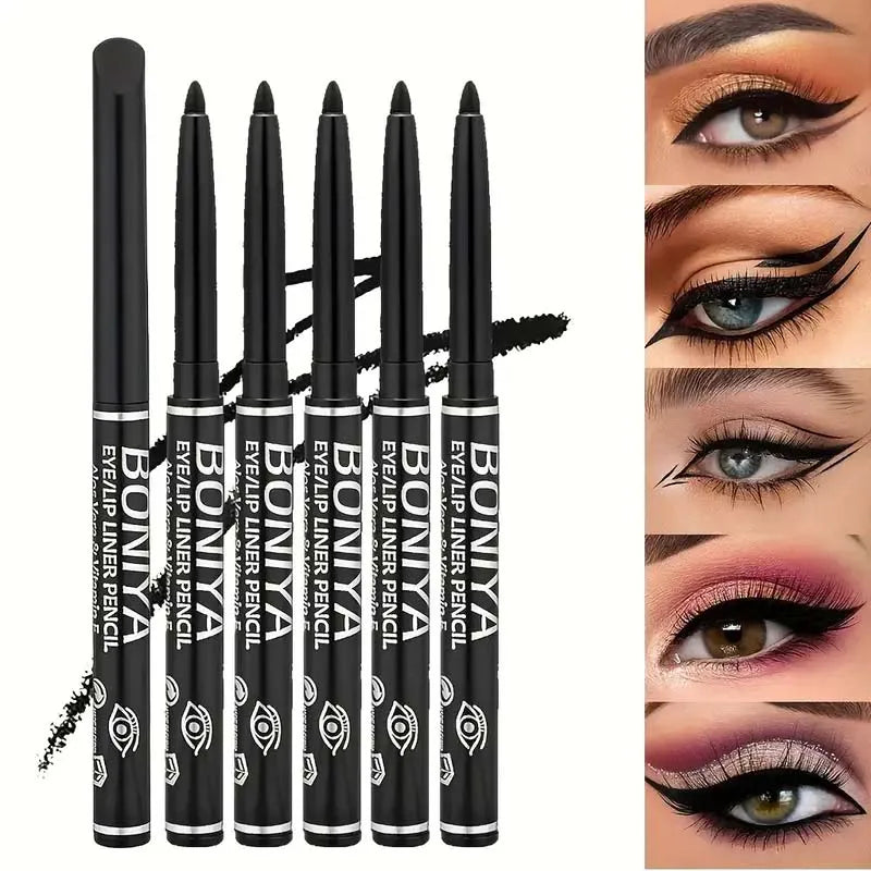 Smooth Black Eyeliner Pencil Waterproof Sweatproof Long-lasting Zpaxo 5pcs-Black