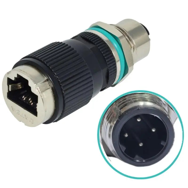 652F 12mm 8Pin to RJ45 Waterproof Adapter Industrial Networking Connector 10Gbps Data Transfer IP68 for Harsh Environment Zpaxo