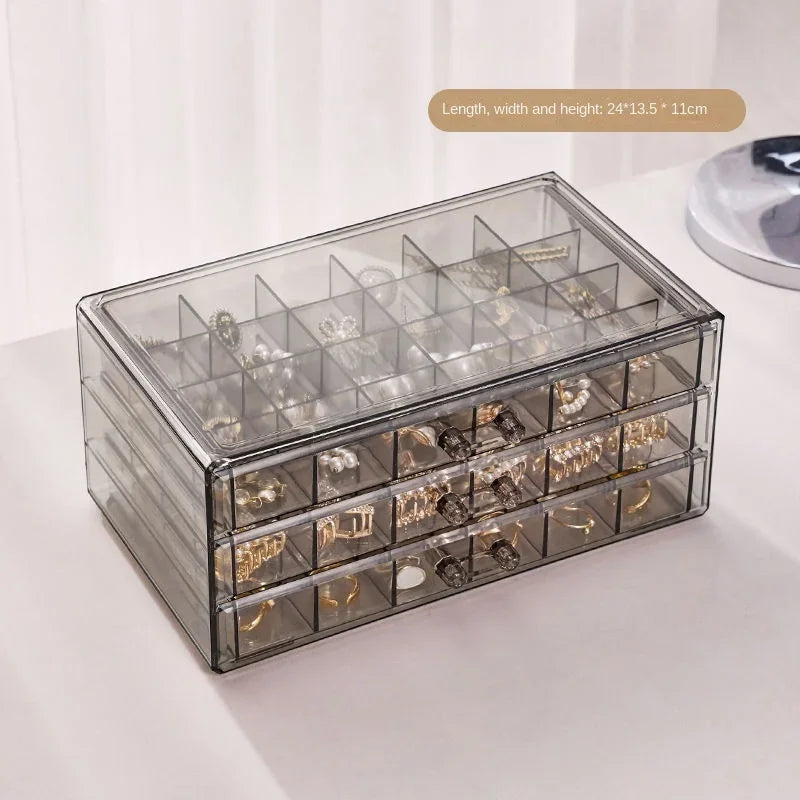 72-Grid Acrylic Jewelry Organizer Box – Rings, Earrings & Necklaces Jewelry Storage Box Zpaxo Grey 72 grids