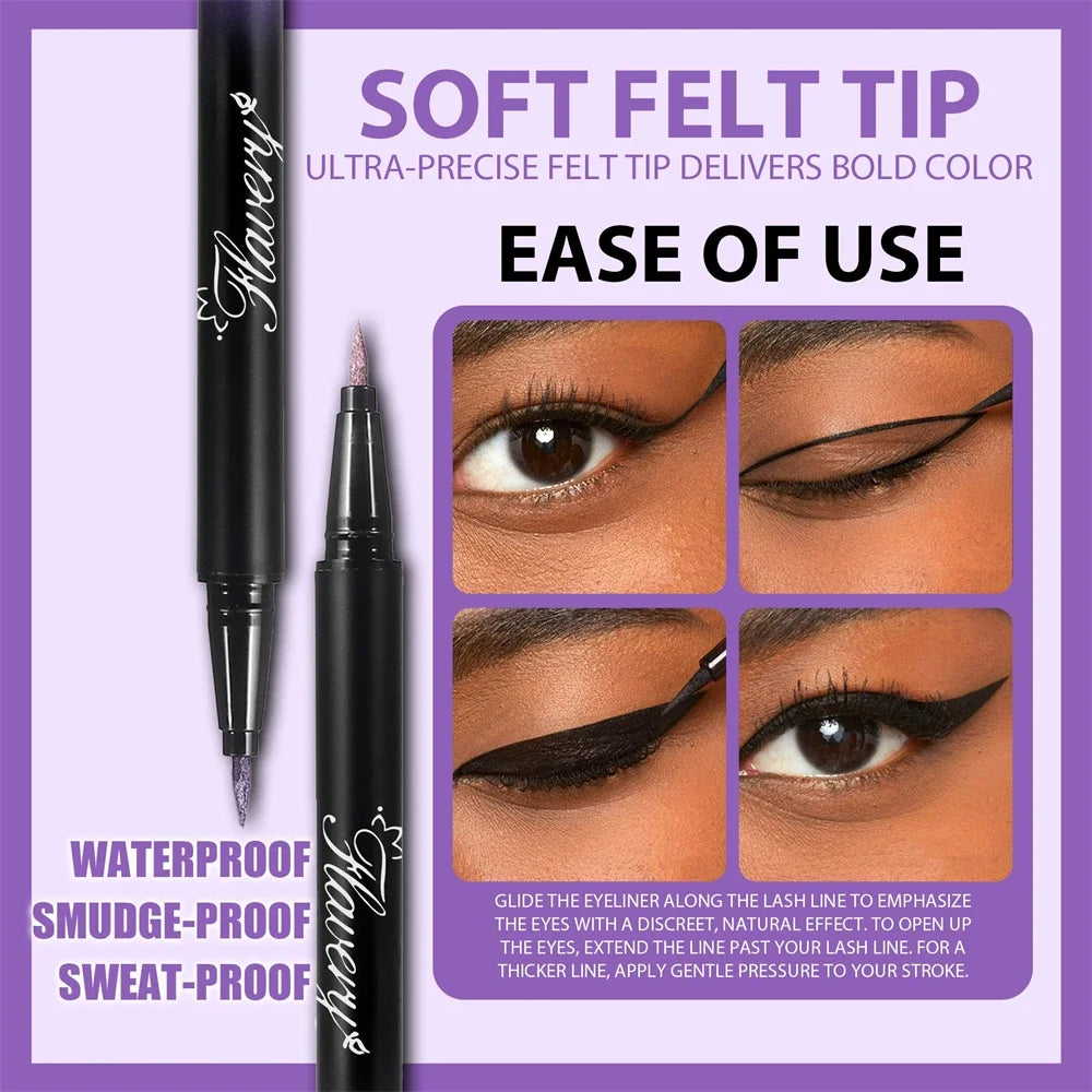 Pearlescent Smoked Black Purple Eyeliner Pen Glitter Metallic Shimmer Zpaxo