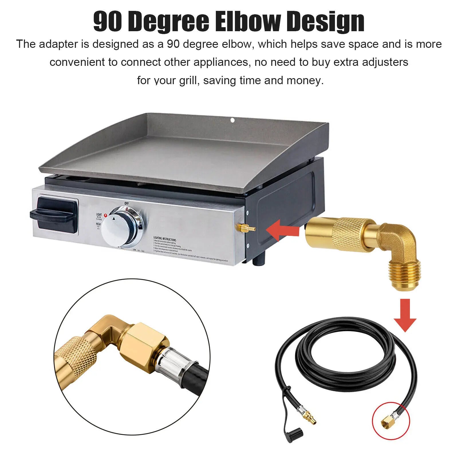 Propane Elbow Adapter 3 8 Male Flare Connection Brass 90 Degree