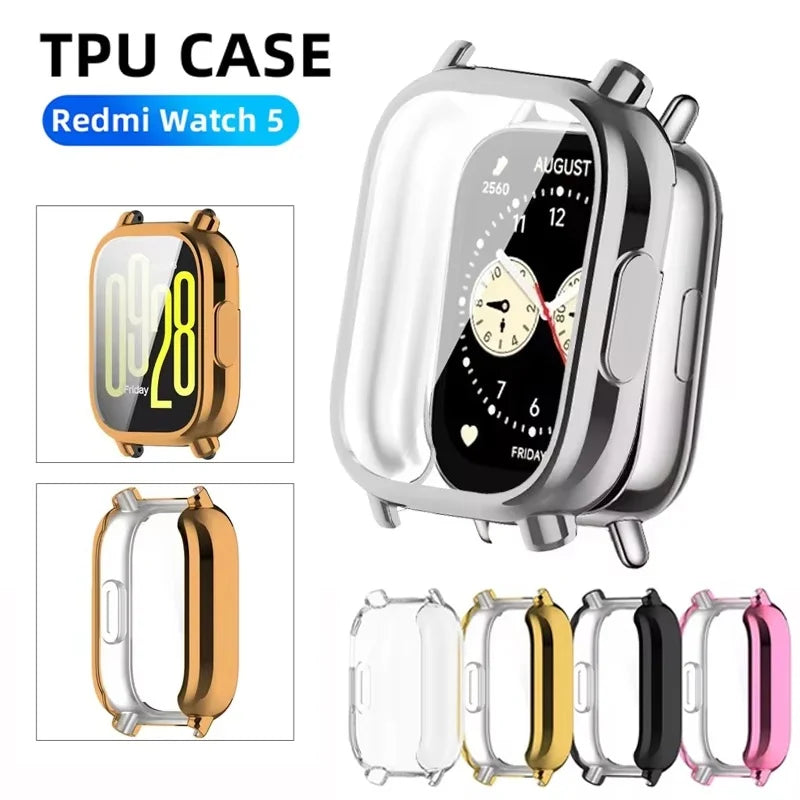 Silicone Cases For Xiaomi Redmi Watch 5 Active/Lite Screen Protector Case TPU All-Around Protective Bumper Cover Shell Accessory Zpaxo