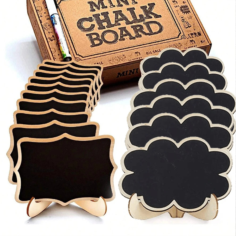 10Pcs Chalkboard Labels With Easel Mini Chalkboard Signs Wooden Chalkboards for Weddings Birthday Message Zpaxo