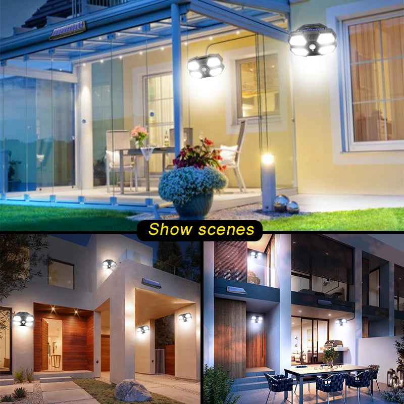 Solar Lights Outdoor Waterproof 208COB Wall Lamp Battery 2400mah 3 Zpaxo