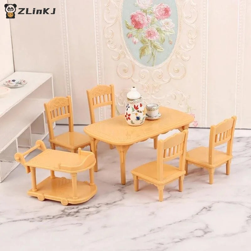 1 12 Dollhouse Miniature Plastic Food Cart Table Chair Model Zpaxo