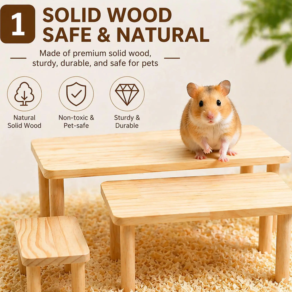 Hamster Table Stand Wooden Climbing Resting Area Habitat Cage