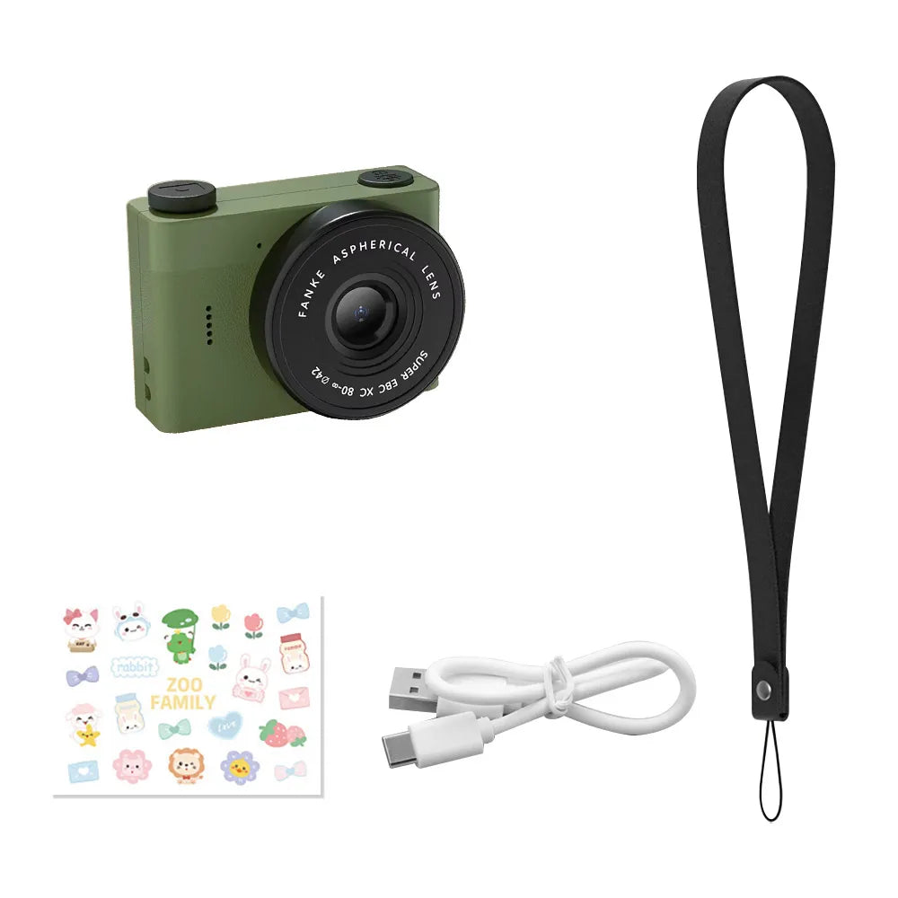 A5 Mini Camera With 1.54in Screen Vintage Camera Front Rear Camera Kids Camera Indoor Home Support TF Card Kids Vlog Camera Zpaxo Green Camera Add 32G