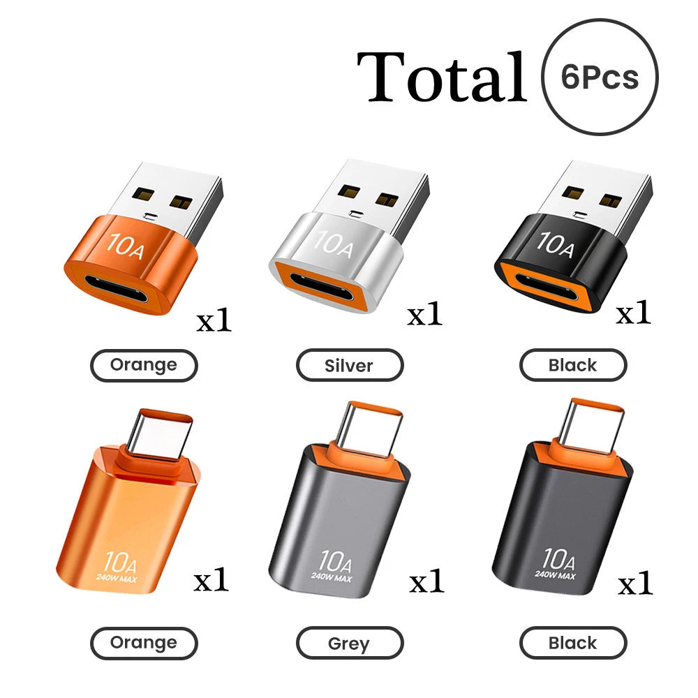 10A USB C OTG Adapter Converter 3 0 240W Laptop Xiaomi Macbook Zpaxo 6PCS All Color