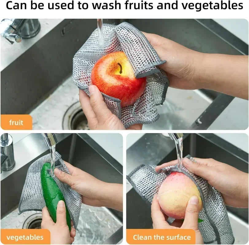 Double-Sided Steel Wire Scrubbing Cloths | Dish & Pot Cleaner