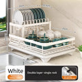 Stainless Steel Dish Drying Rack Adjustable Kitchen Plates Organizer with Drainboard Over Sink Plate Drainer Storage Organizer Zpaxo White single rack
