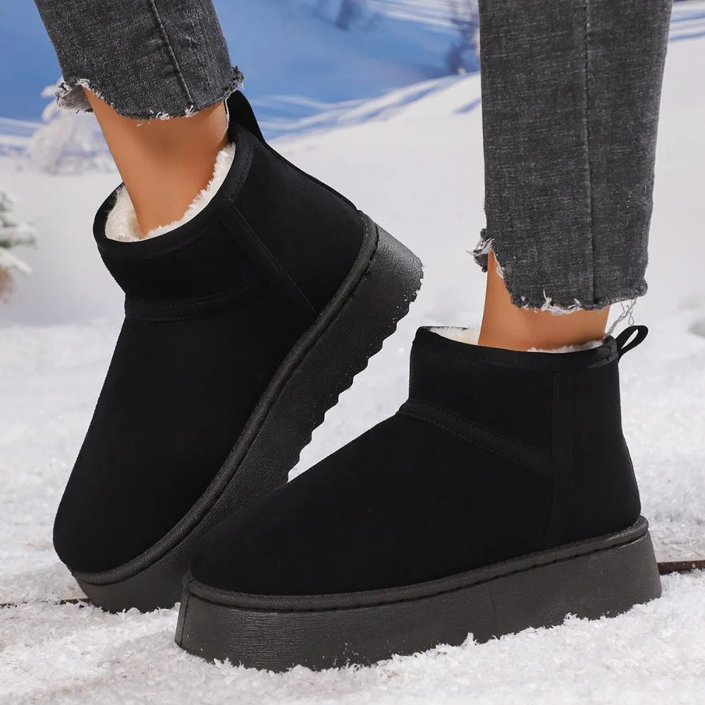 Winter Thick Bottomed Lined Large Head Snow Boots Women Warm Short