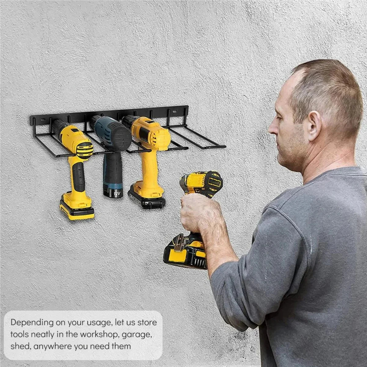 Power Tool Rack Electric Drill Holder Wall Mount Power Tool Organizer Workshop Wrench Tools Screwdriver Power Storage Shelf Home Zpaxo