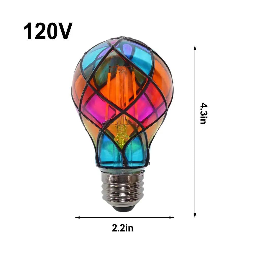 Stained Glass LED Light Bulb E26 4W 120V Vintage Edison Halloween Zpaxo A