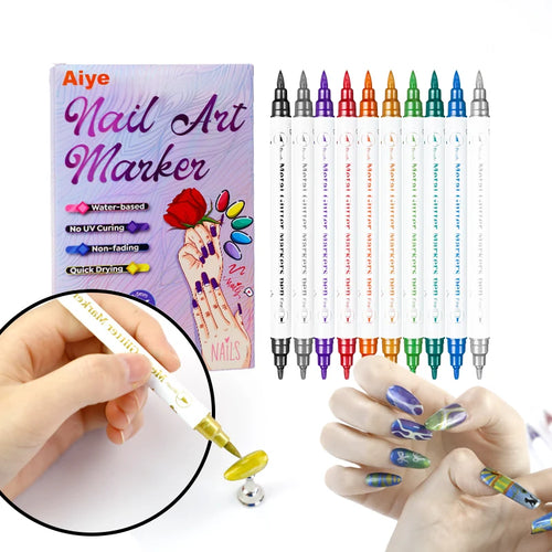 10-Piece Nail Art Pen Set – Waterproof Acrylic Liner Pens Nail Art Pen Set Zpaxo