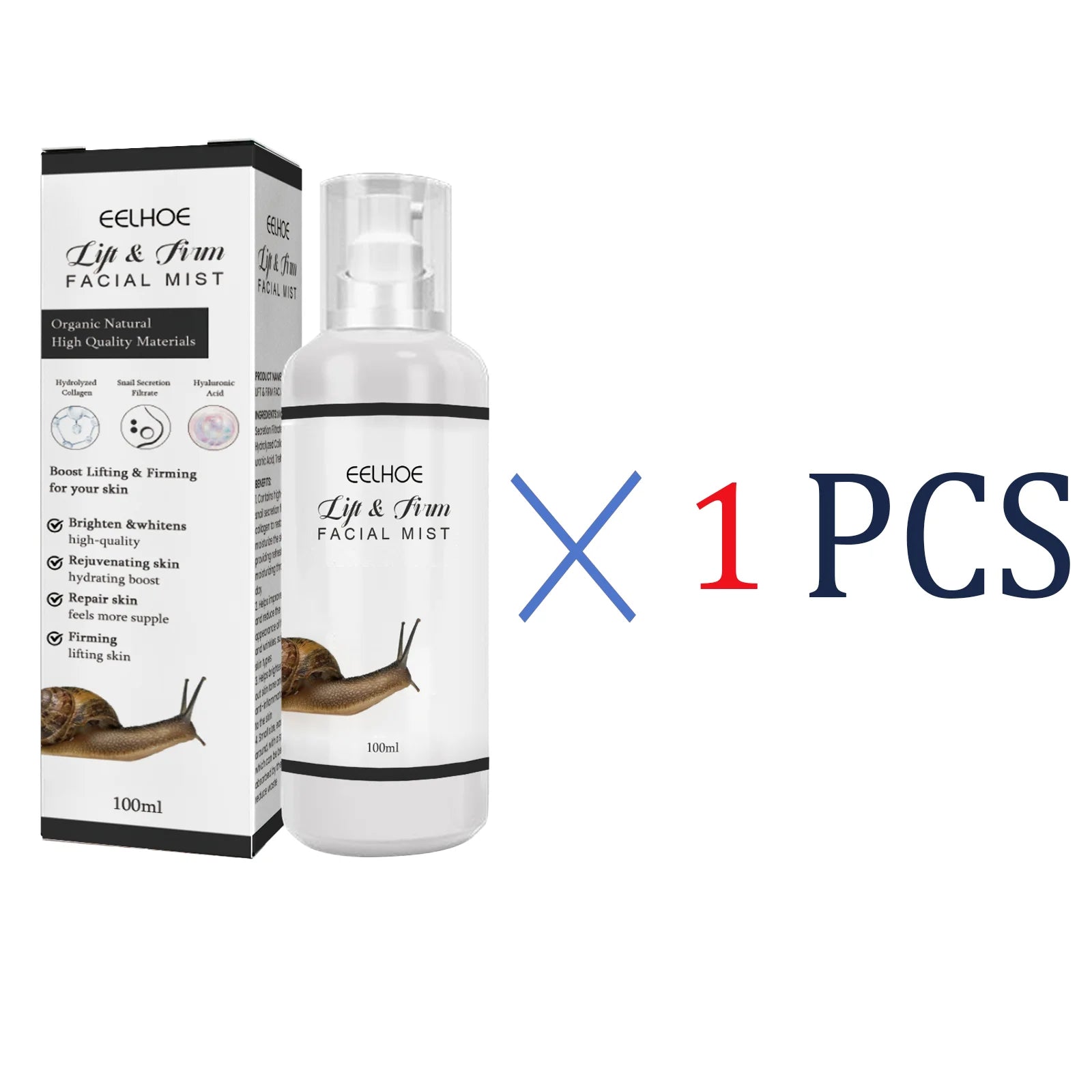 EELHOE Lift & Firm Facial Mist Helps Brighten And Even Out Skin Snail Secretion Filtrate Restore Moisturize The Skin 100ml Zpaxo 1 Pcs