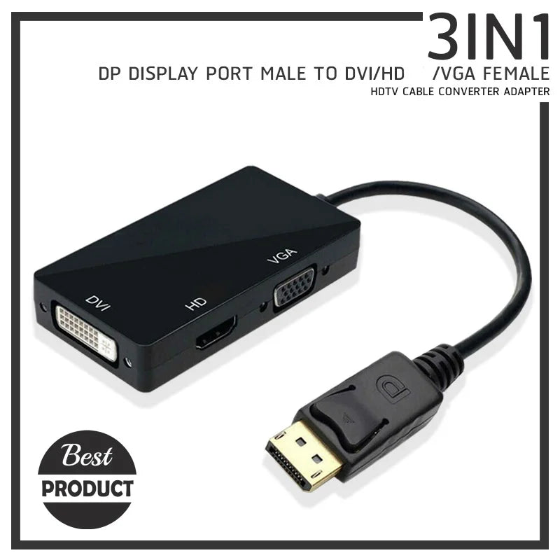 USB Hub Display Port Dp HD DVI VGA Male Female Three One Adapter Zpaxo