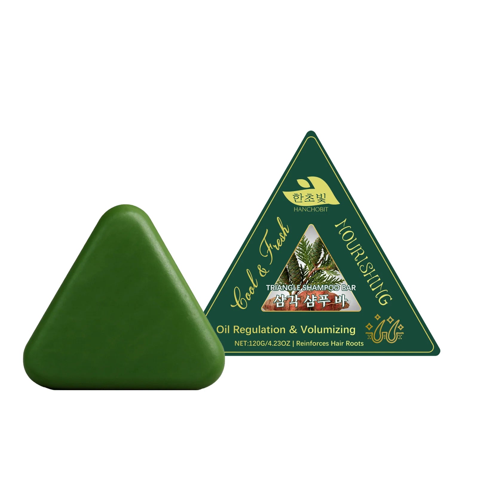 Triangle Herbal Nourishing Shampoo Bar Clean Scalp Reduce Loss Strengthen Hair Control Water-oil Balance Repair Damaged Zpaxo 120g