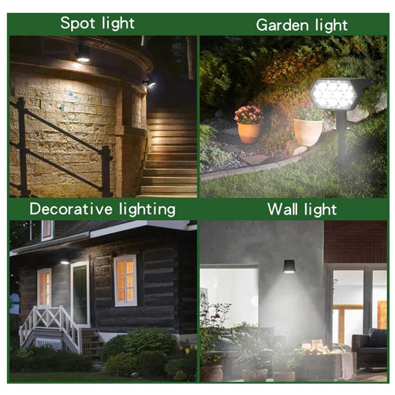 2/4PCS 108LED Solar Spotlights IP65 Waterproof Auto On/Off Landscape Wall Lamp Outdoor Decor for Garden Yard Porch Patio Zpaxo