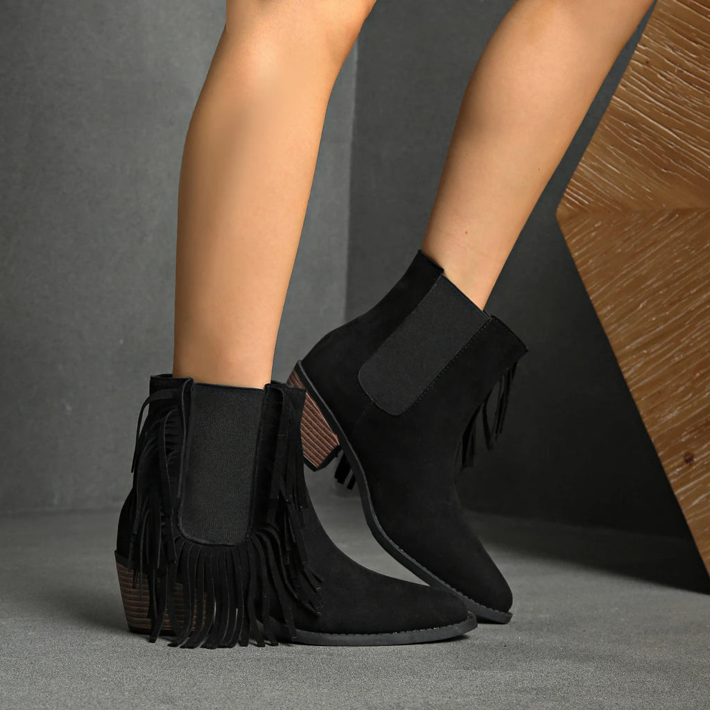 Women Ankle Boots Designer Fringe High Heels Boot Women Vintage High Heels Boots Sexy Open Toe High-Top Modern Shoes for Women Zpaxo