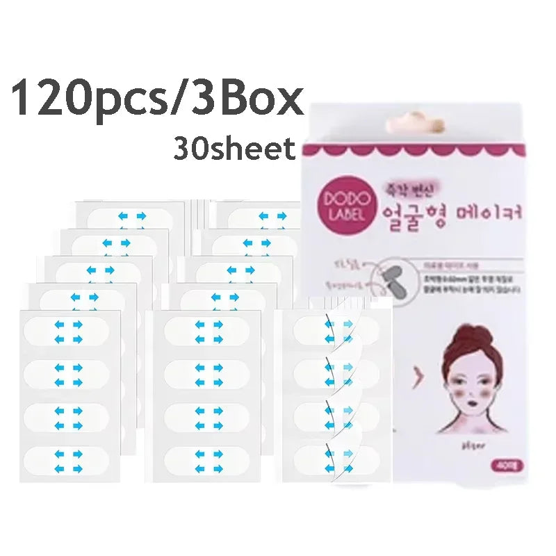 120/80/40Sheets V Lift Face Sticker Invisible Makeup Adhesive Lift Face Tape Slim Patch Breathable Sticker Lifting Tighten Chin Zpaxo 120PCS
