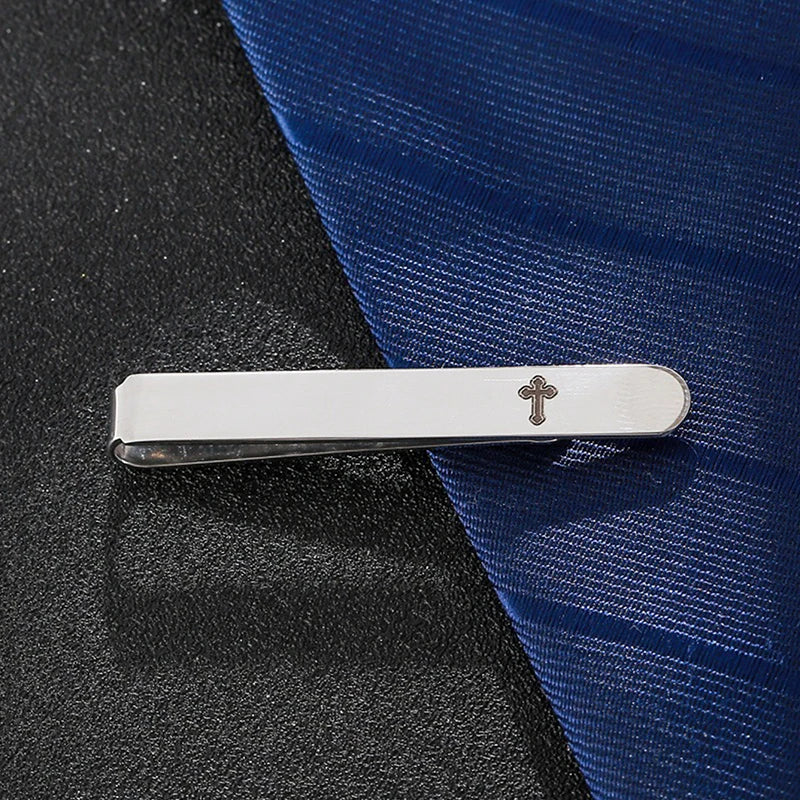 Cross Tie Clip for Men – Classic Metal Necktie Bar Pin