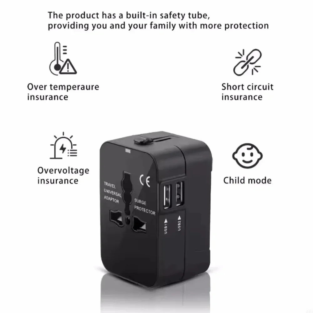 Universal Worldwide Travel Adapter Multi Plug Outlet USB Type C Socket Multi Ports Wall Adapter For EU/UK/USA Cell Phone Charger Zpaxo