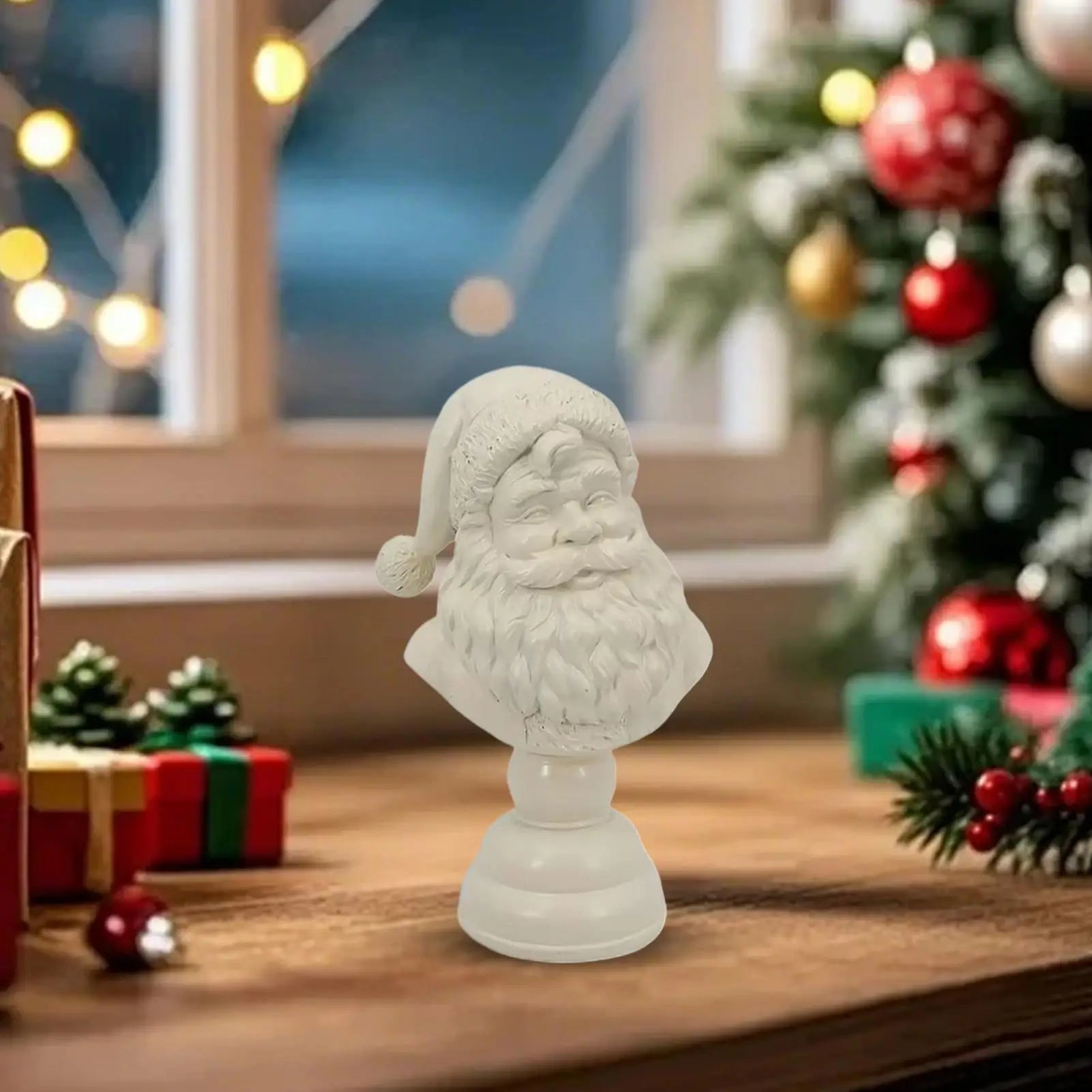 Half Body Santa Claus Resin Statue Figurine Tabletop Ornaments Home