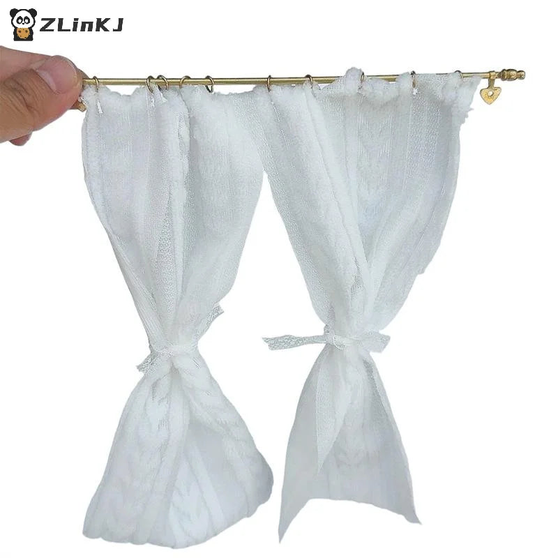 ▶1 Piece Dollhouse Removable Metal Curtain Rod Miniature Model Children Handmade Toy Doll Accessories Zpaxo