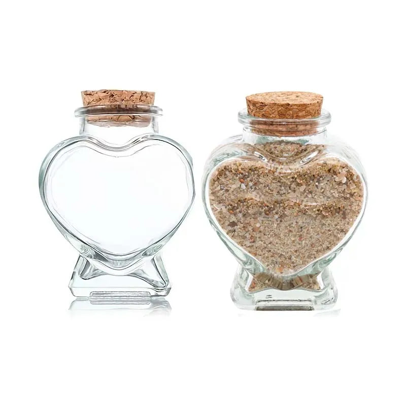 1PC Heart Shaped Glass Bottle Clear Glass Jar with Cork Mini Drifting Bottle for DIY Wishing Drifting Message Bottle Crafts Zpaxo