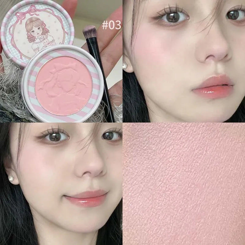 Monochrome Blush Palette Embossed Peach Milk Pink Cream Natural Cheek Zpaxo 03