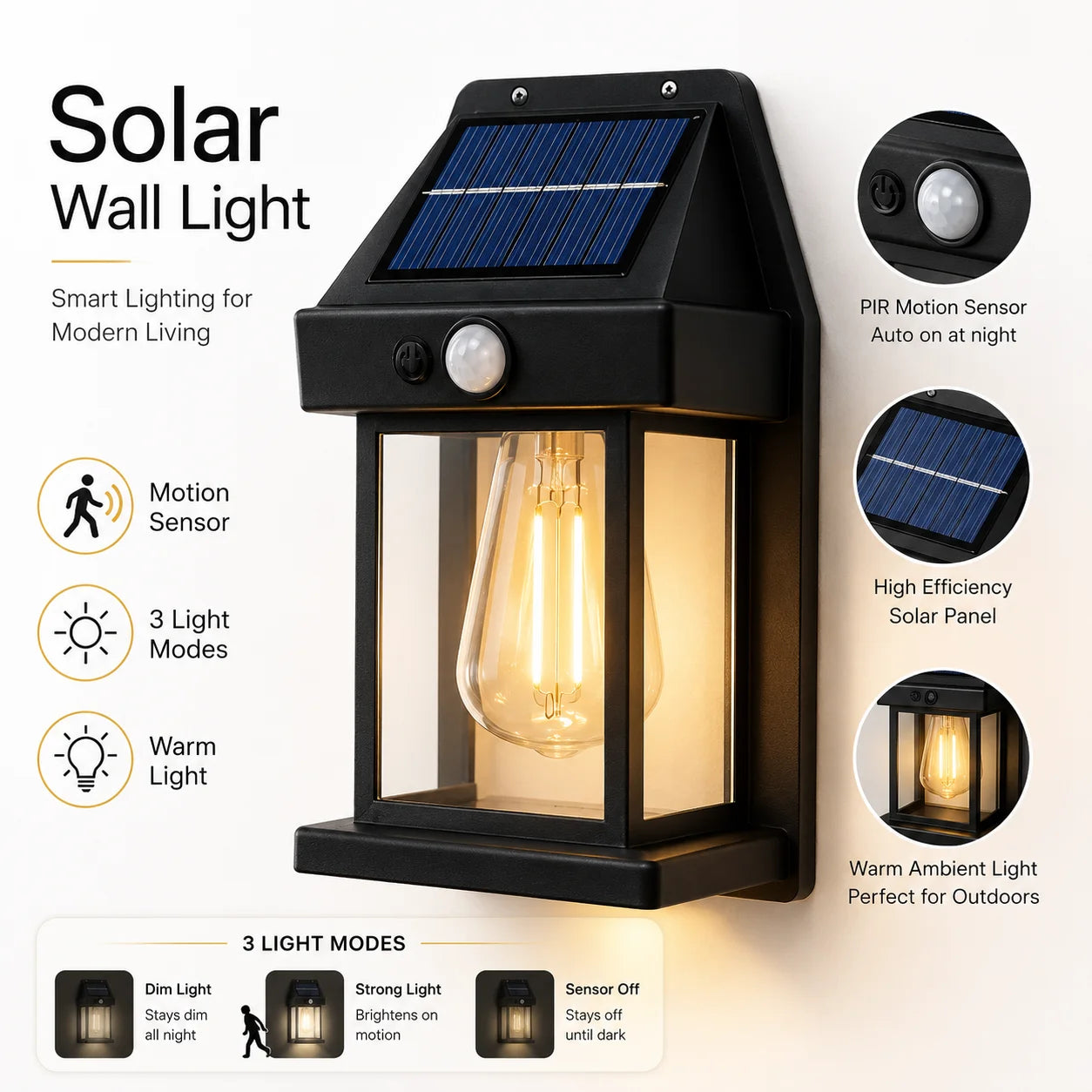1/2/4/8Pack Solar Wall Lights Motion Sensor LED Lantern IP44 Waterproof Wall Mount Lamp Outdoor Courtyard Porch Deck Garden Yard Zpaxo