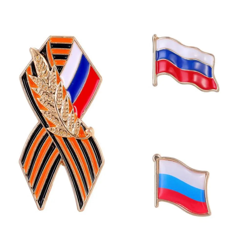 St. George Ribbon Enamel Pin Brooch – Victory Day Memorial Badge Enamel Pin Brooch Zpaxo DEF 3PCS